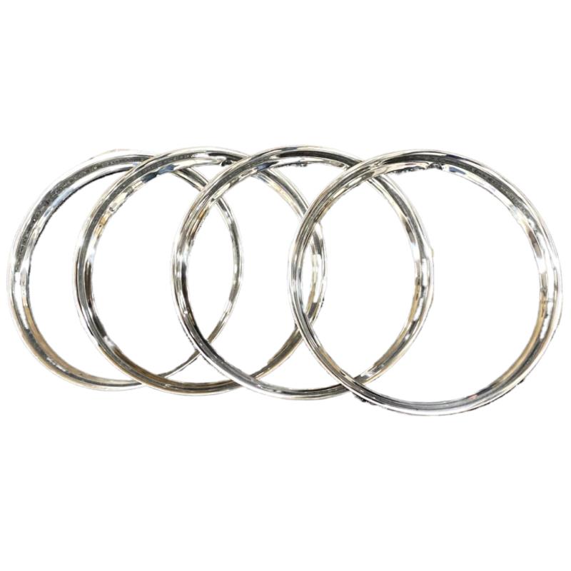 15" WHEEL EMBELISHERS Polished SS Beauty Rings Set Of 4