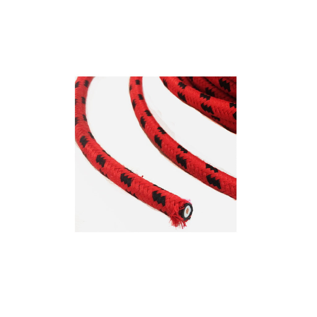 HT LEAD Copper Core 7mm Cloth Wrap per mtr- red with black fleck