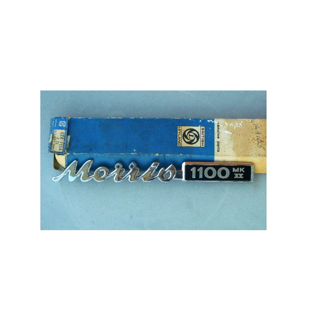 BADGE  "Morris 1100 Mk2" Chrome metal boot badge
